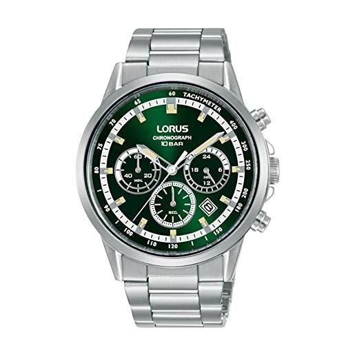 Lorus orologio da uomo con cinturino in acciaio inossidabile con quadrante verde al quarzo sports rt393jx9