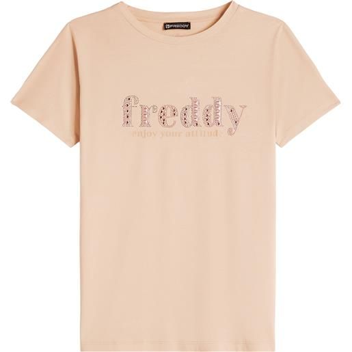 Freddy t-shirt donna in jersey modal con logo composto da strass