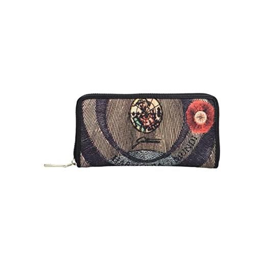 Gattinoni portafoglio donna Gattinoni planetarium linea maya classico nero portafoglio con zip grande in tessuto nylon wallet portamonete portacarte di credito