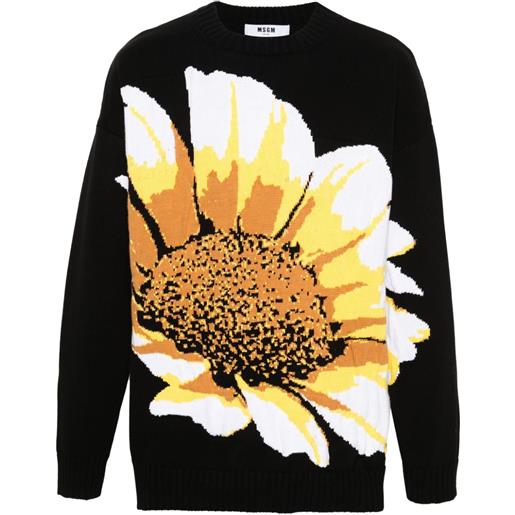 MSGM maglione a fiori con intarsio - nero