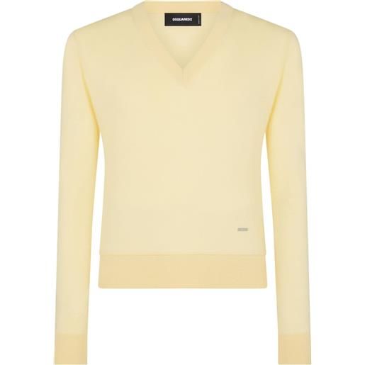 Dsquared2 maglione con placca logo - giallo