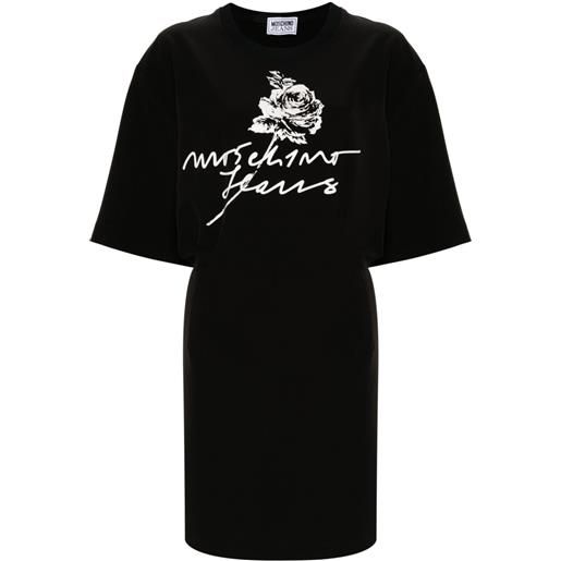 MOSCHINO JEANS abito modello t-shirt con stampa - nero
