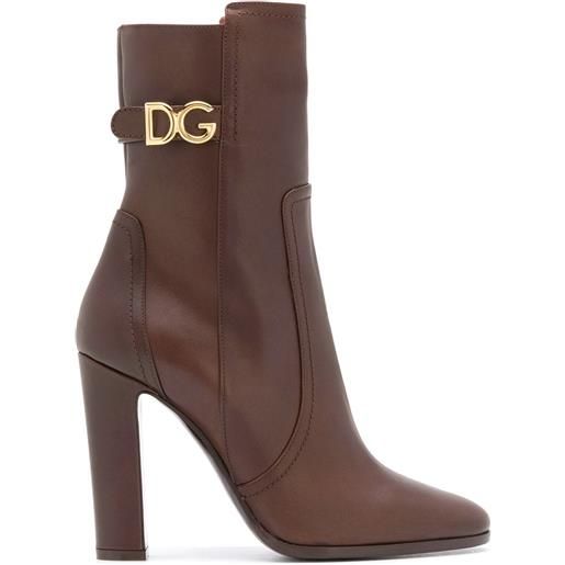 Dolce & Gabbana stivali al polpaccio con placca - marrone