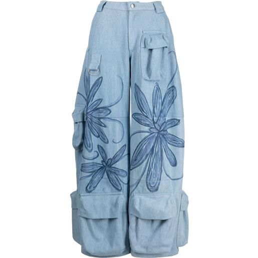 Collina Strada jeans a gamba ampia flower burst - blu