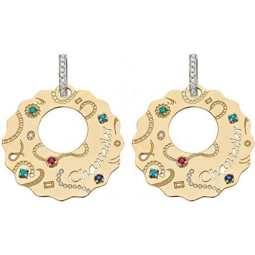 Chantecler Capri orecchini medi chantecler suamèm in oro con turchese zaffiri, rubini, smeraldi e diamanti