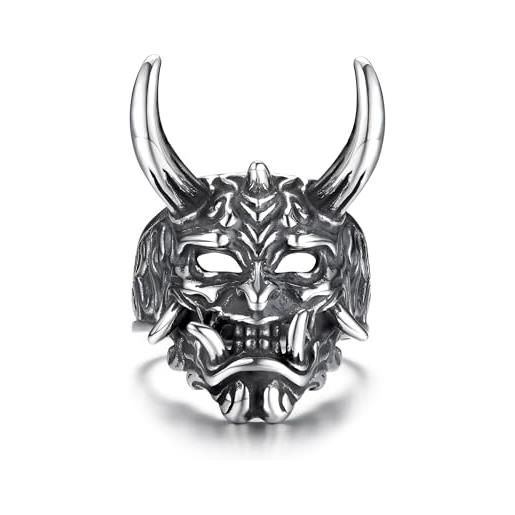 GTHIC anelli con teschio maschera giapponese oni in acciaio inossidabile da uomo vintage hannya mezza maschera gioielli taglia 8