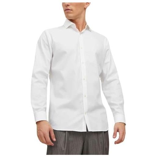 JACK & JONES camicia classica maniche lunghe, chiusura con bottoni, vestibilità slim. Bianco
