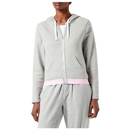 Calvin Klein Jeans full zip hoodie felpe con cappuccio, grigio (grey heather w/pale orchid wb), l donna