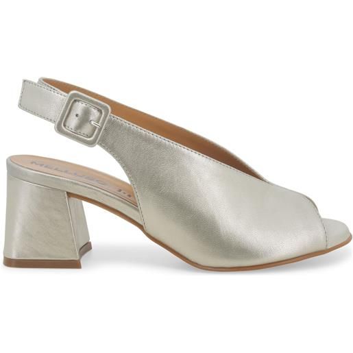 Melluso sandalo donna comodo in pelle laminato platino n622w