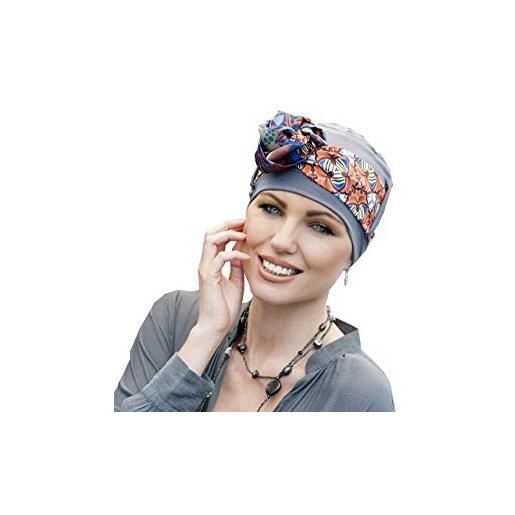Masumi yanna - berretto da donna per chemioterapia, per pazienti con cancro e donne con perdita di capelli, bandana in stile turbante, in bambù nero / midnight pearl taglia unica