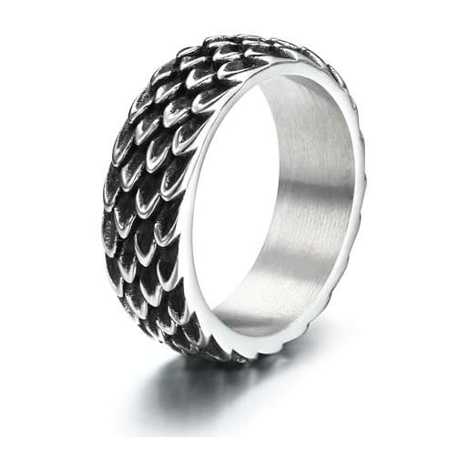 GTHIC anello punk in acciaio inossidabile per uomo donna retro tono nero gotico serpente drago scala anelli goth animale anello a fascia gioielli, taglia 9