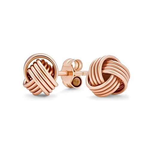 Bling Jewelry orecchini a bottone a forma di nodo d'amore intrecciato a pallina classica tradizionale in oro rosa placcato in argento sterling. 925