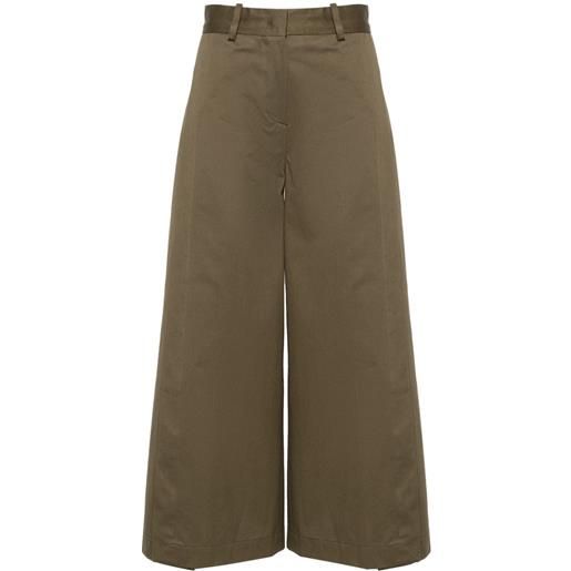 Semicouture pantaloni crop con spacchi laterali - verde