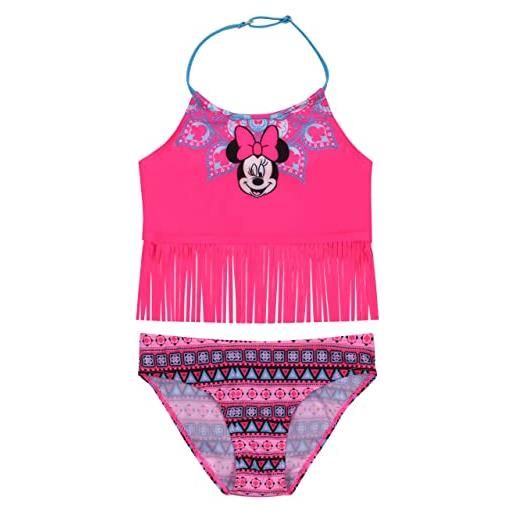 sarcia.eu costume da bagno con un motivo azteco e fronzoli, colore rosa neon topolino minnie disney 8-9 anni