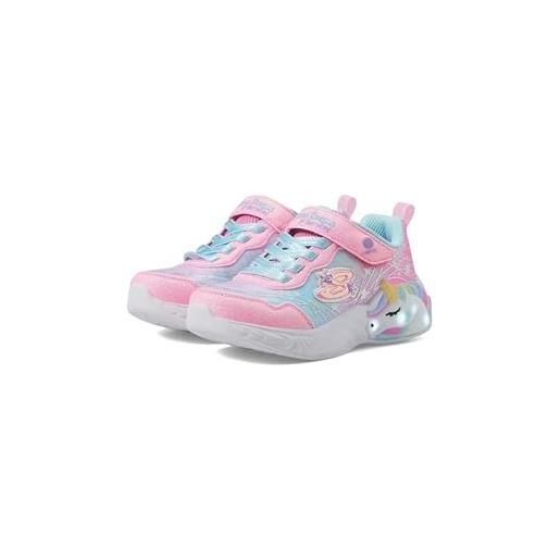 Skechers girls, sneaker, pink sparkle mesh/turquoise trim, 43 eu