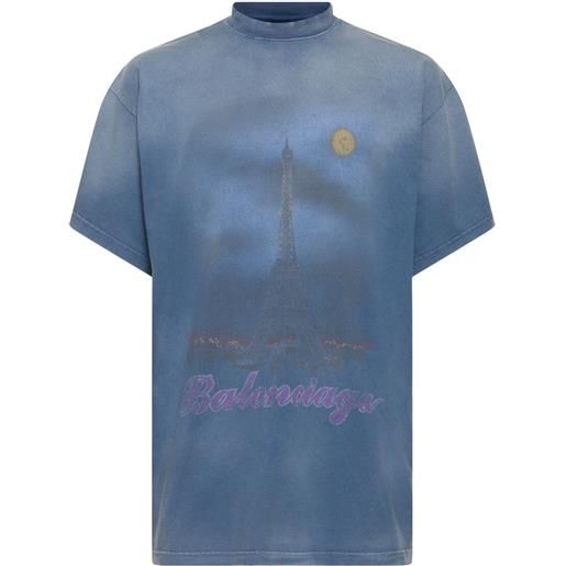 BALENCIAGA t-shirt new paris moon in cotone effetto vintage