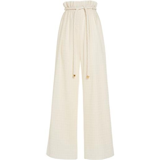 LORO PIANA tristin belted cotton blend wide pants