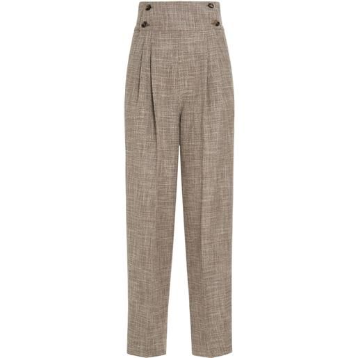 LORO PIANA pantaloni cropped lien vita alta in misto lana