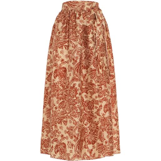 LORO PIANA leah printed silk flared midi skirt