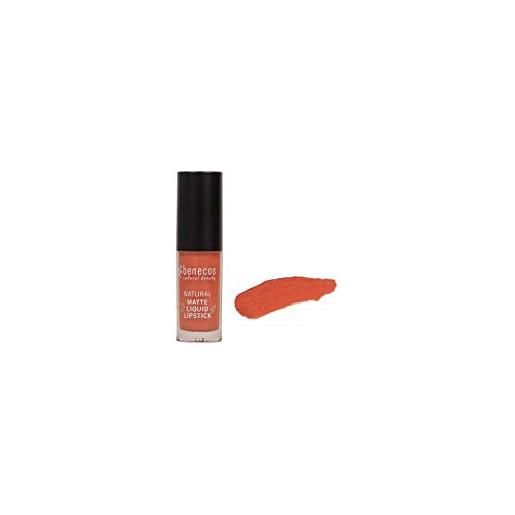 Benecos - natural beauty 95349 organic cosmetics - rossetto liquido opaco - altamente pigmentato - con cera carnauba - senza talco - vegano - bacio corallo