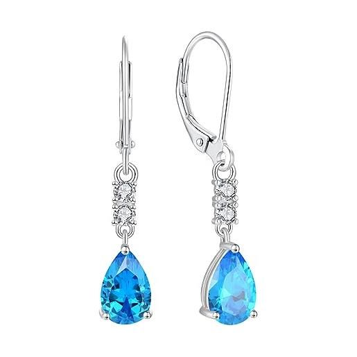 FJ Orecchini Pendenti A Goccia Con Opale E Infinito, Argento 925, Regalo Donna