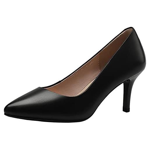 Jamron donna vera pelle 7cm tacchi a spillo elegante decolletè scarpe a punta ufficio scarpe da lavoro rosso sn602c015-2 eu37