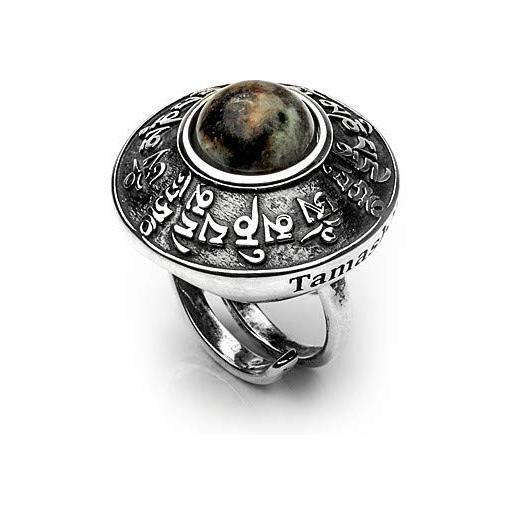 Tamashii anello unisex collezione rig zva. Anello regolabile dalla 10 alla 22 realizzato in argento 925/°° e turchese africano di colore verde, azzurro e nero. Anello con pietre del diametr
