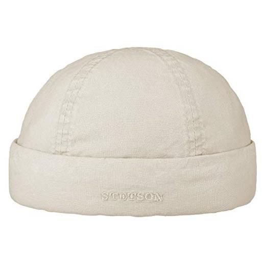 Stetson berretto docker delave organic cotton uomo - beanie d´estate in cotone calotta con risvolto, primavera/estate estate - m (56-57 cm) beige chiaro