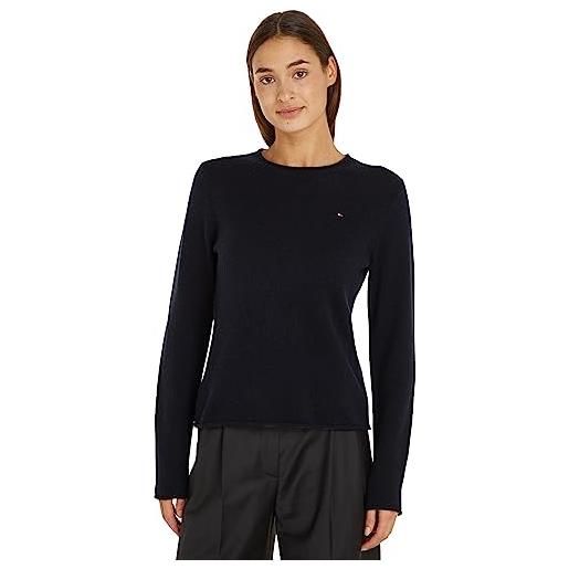 Tommy Hilfiger pullover donna soft wool c-neck sweater pullover in maglia, rosso (fireworks), 3xl