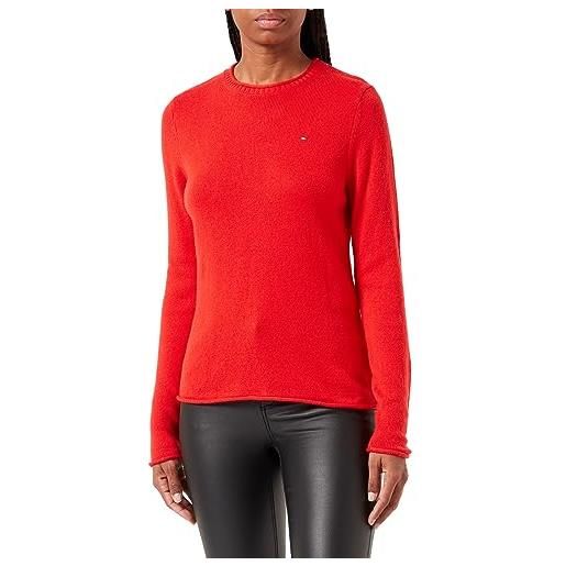 Tommy Hilfiger pullover donna soft wool c-neck sweater pullover in maglia, rosso (fireworks), 3xl