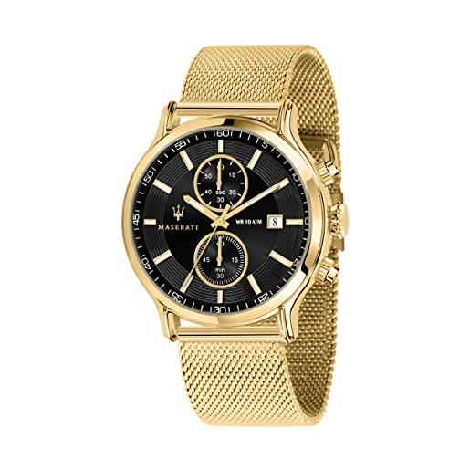 Maserati orologio da uomo, collezione epoca, cronografo, in acciaio e pvd oro giallo - r8873618007