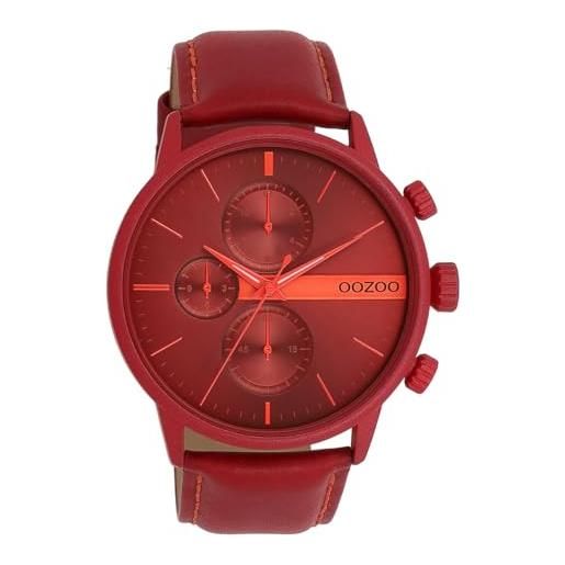 Oozoo timepieces c11220_c11229_parent orologio da uomo | orologio da polso da uomo di alta qualità | orologio analogico da uomo, dahlia red dahlia red/fluo orange