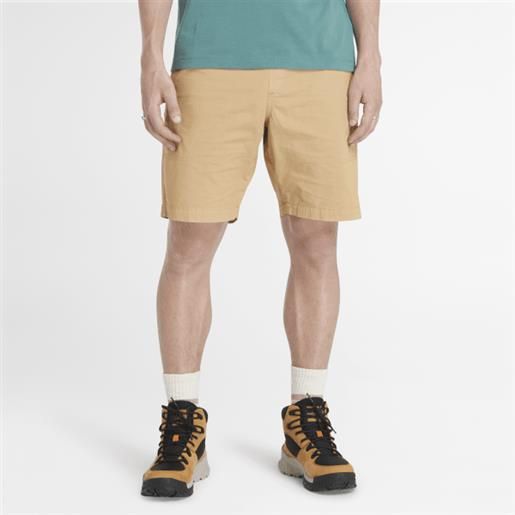 Timberland shorts in popeline garment dyed da uomo in giallo giallo