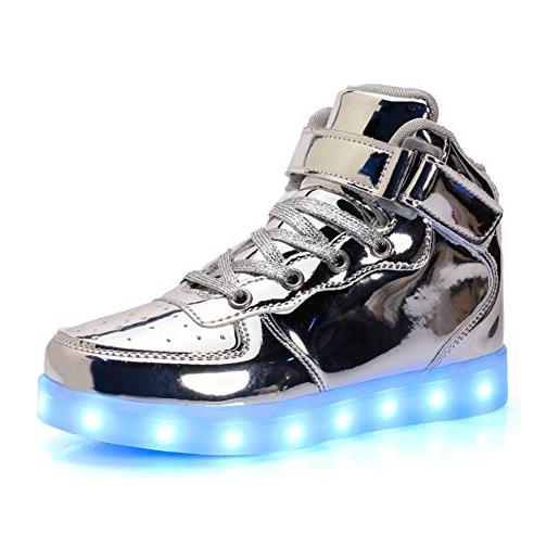 Kimily-UK led scarpe sportive per bambini ragazze e ragazzi 7 colori usb carica lampeggiante luminosi running sneakers con luci traspirante basso ultraleggero baskets shoes per compleanno regalo 26-37eu