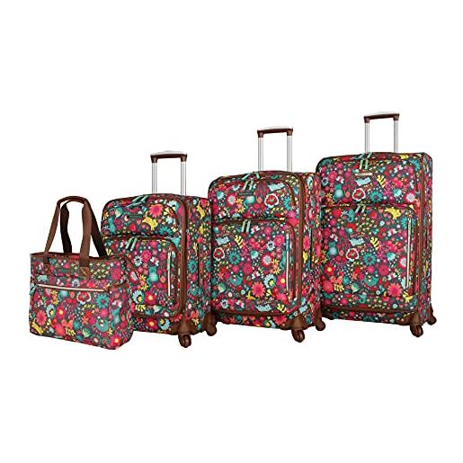Lily Bloom set di 4 valigie da collezione con ruote girevoli, per donna, giardino gioco