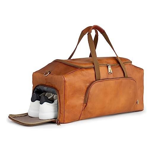 Berliner Bags vintage weekender denver - borsa da viaggio in pelle, per uomo e donna, colore: marrone, xl, borsa da viaggio