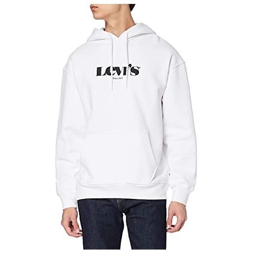 Levi's relaxed graphic sweatshirt, felpa con cappuccio uomo, poster hoodie caviar, s