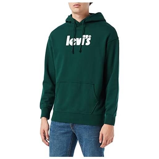 Levi's relaxed graphic sweatshirt, felpa con cappuccio uomo, poster hoodie caviar, m