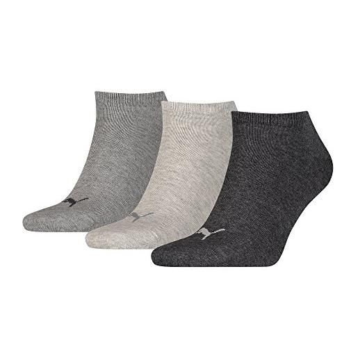 Puma invisble - calzini di sport - unisex adulto - set di 3 multicolore (anthraci/l mel grey/m mel grey) 35