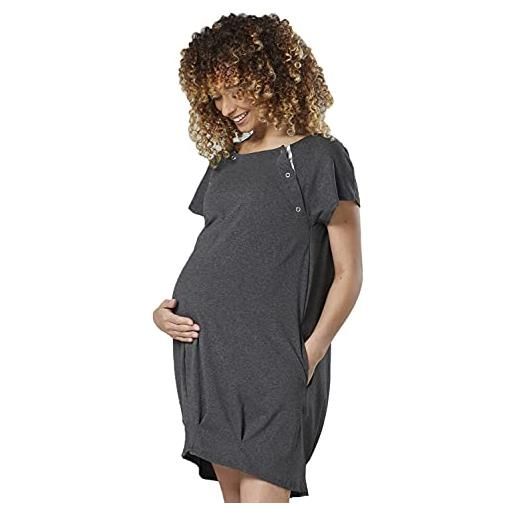HAPPY MAMA donna camicia da notte parto maternità pelle a pelle 097 (marina, it 40/42, xs)