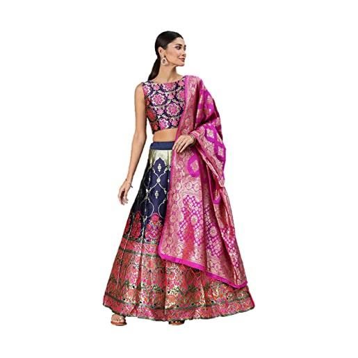 Parvdi abito da donna in stile indiano, per matrimoni, feste, completamente cucite, blu navy 2. , small