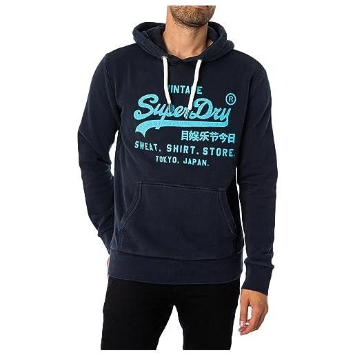 Superdry neon vl hoodie maglia di tuta, eclisse marina, s uomo