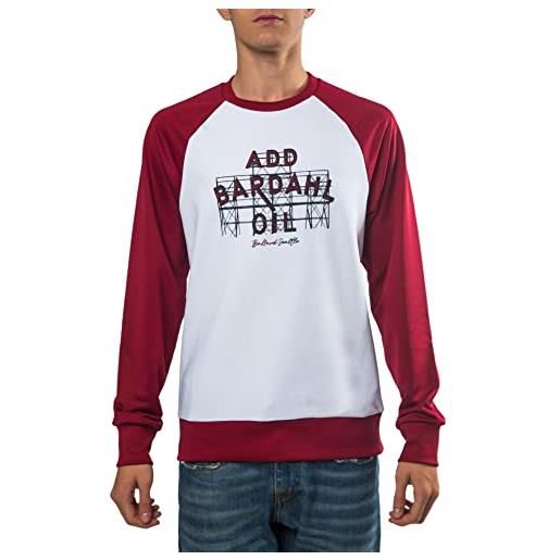 Bardahl | felpa senza cappuccio, felpa bianca unisex con stampa add oil, sweatshirt con girocollo a vestibilità comoda e sportiva