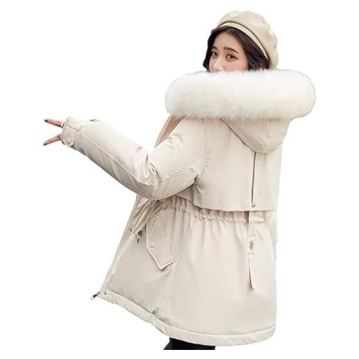 Generic giacche invernali da donna vintage calda, giacca parka da donna in pile spesso cappotti invernali con coulisse cappotto in cotone antivento caldo capispalla invernale caldo da donna giacca imbottita
