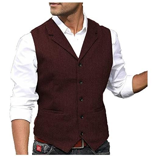 Neil Melody gilet da uomo vintage a spina di pesce in tweed gilet in lana slim fit, evelina, medium