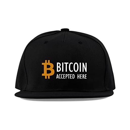 Maikomanija bitcoin accettato qui criptovaluta cotone visiera piatta cappellino da baseball cappellino trucker cappello unisex sport traspirante, nero , etichettalia unica