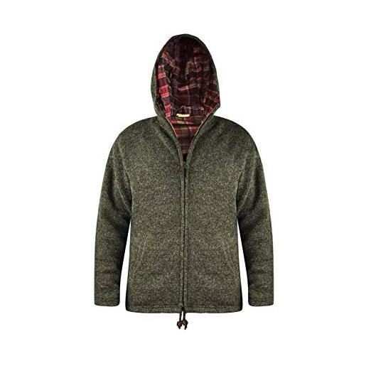 virblatt - giacca di lana uomo| lana e cotone | felpa calda con cappuccio | giacca lana cotta felpa etnica uomo invernale - everest marrone s
