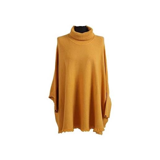 Addictive new italian made plain cowl neck maglia larghi stile lagenlook top senape taglia unica