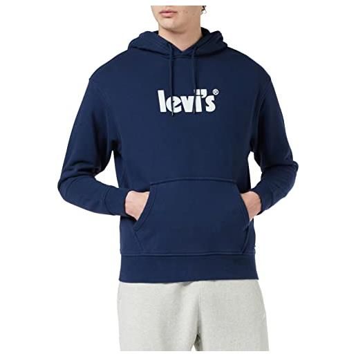 Levi's relaxed graphic sweatshirt, felpa con cappuccio uomo, poster logo naval academy, l