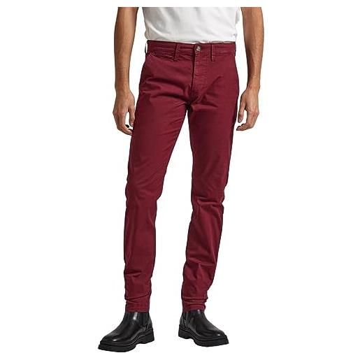 Pepe Jeans charly, pantaloni uomo, red (burgundy), 34w / 32l